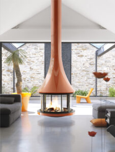 JC Bordelet Zelia Orange Suspended Fireplace Lifestyle Video - Sculpt Fireplace Collection